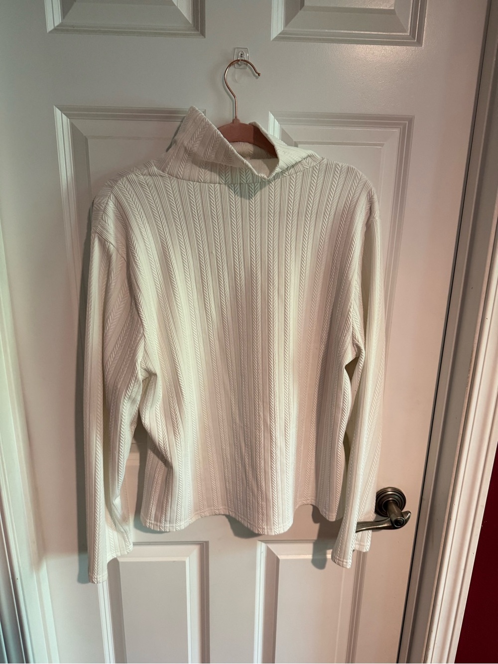 SHEIN Cream Ribbed Mock Neck Sweater